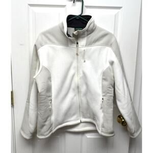 L.L.Bean Soft Shell, Off White Fleece, Taupe Jacket, Full Zip, Womens Size L